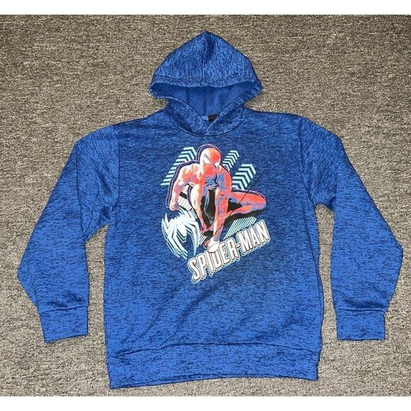 Marvel - Boys Blue Spider Man Hoodie Sz Lg - Picture 2 of 7
